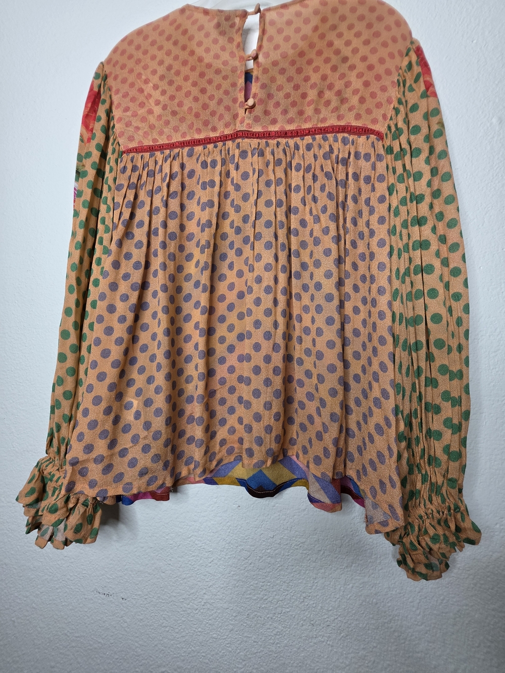 bl.nk by Anthropologie size L Multicolor Woven Floral boho Balloon Sleeve Blouse - Picture 13 of 14